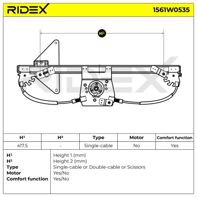 Window Regulator RIDEX 1561W0535 1561W0535 - photo 5