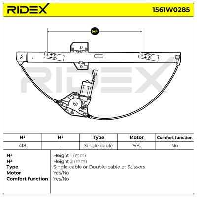 Window Regulator RIDEX 1561W0285 1561W0285 - photo 7