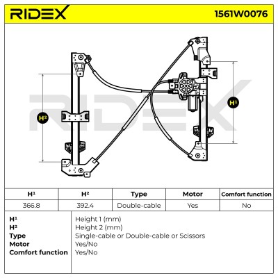 Window Regulator RIDEX 1561W0076 1561W0076 - photo 5