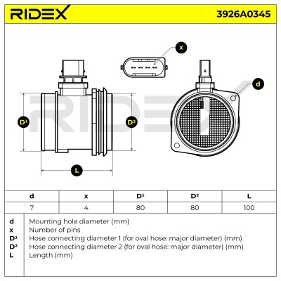 Air Mass Sensor RIDEX 3926A0345 3926A0345 - photo 6
