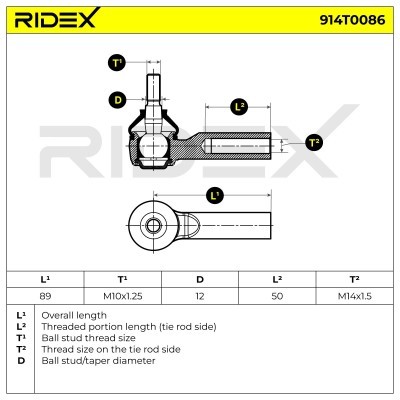Tie Rod End RIDEX 914T0086 914T0086 - photo 6