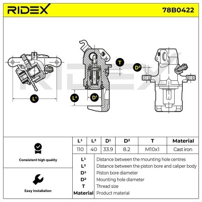 Brake Caliper RIDEX 78B0422 78B0422 - photo 6