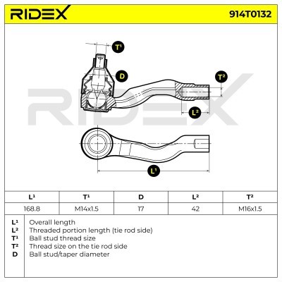 Tie Rod End RIDEX 914T0132 914T0132 - photo 5