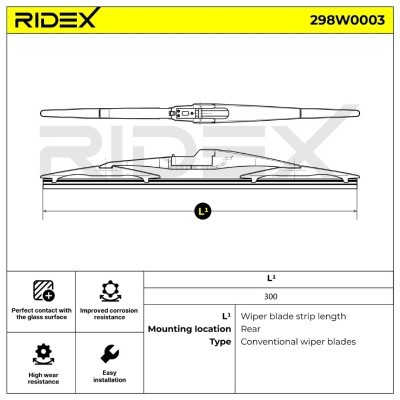 Щетка стеклоочистителя заднего стекла RIDEX 298W0003 298W0003 - photo 6