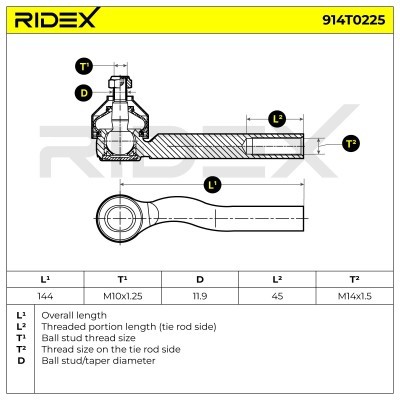 Tie Rod End RIDEX 914T0225 914T0225 - photo 5