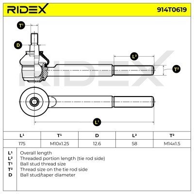 Tie Rod End RIDEX 914T0619 914T0619 - photo 6