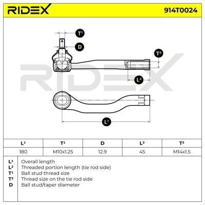 Tie Rod End RIDEX 914T0024 914T0024 - photo 3