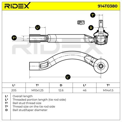 Tie Rod End RIDEX 914T0380 914T0380 - photo 5