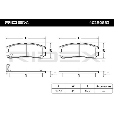Brake Pads Set RIDEX 402B0883 402B0883 - photo 4