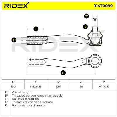 Tie Rod End RIDEX 914T0099 914T0099 - photo 4