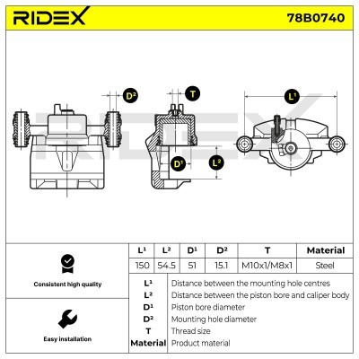 Brake Caliper RIDEX 78B0740 78B0740 - photo 6