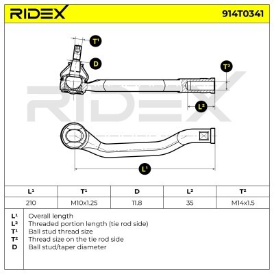 Tie Rod End RIDEX 914T0341 914T0341 - photo 5