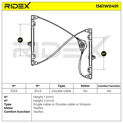 Window Regulator RIDEX 1561W0491 1561W0491 - photo 5
