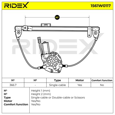 Window Regulator RIDEX 1561W0117 1561W0117 - photo 5
