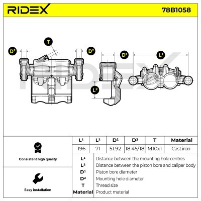 Brake Caliper RIDEX 78B1058 78B1058 - photo 6