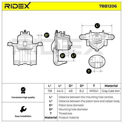 Brake Caliper RIDEX 78B1206 78B1206 - photo 6