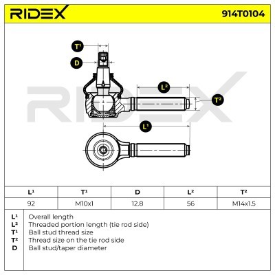 Tie Rod End RIDEX 914T0104 914T0104 - photo 7