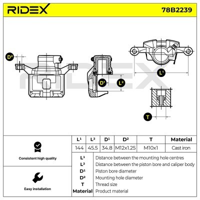 Brake Caliper RIDEX 78B2239 78B2239 - photo 2