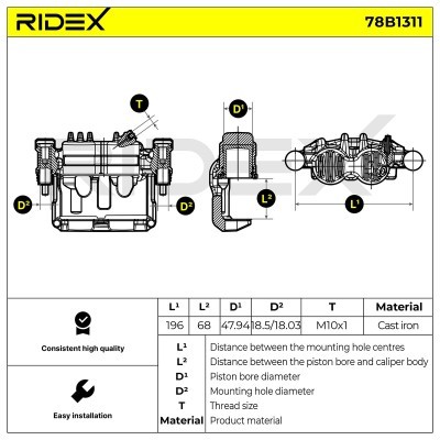 Brake Caliper RIDEX 78B1311 78B1311 - photo 6