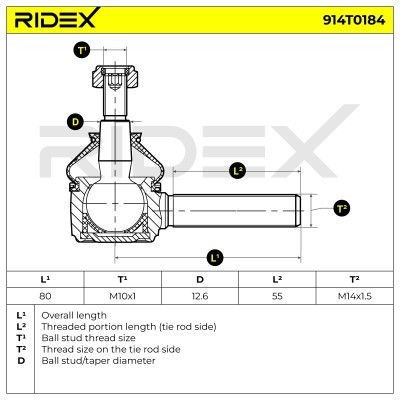 Tie Rod End RIDEX 914T0184 914T0184 - photo 5