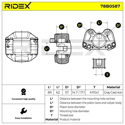 Brake Caliper RIDEX 78B0587 78B0587 - photo 6