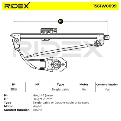 Window Regulator RIDEX 1561W0099 1561W0099 - photo 5
