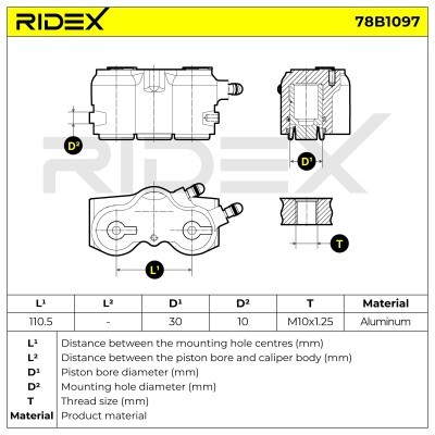 Brake Caliper RIDEX 78B1097 78B1097 - photo 7