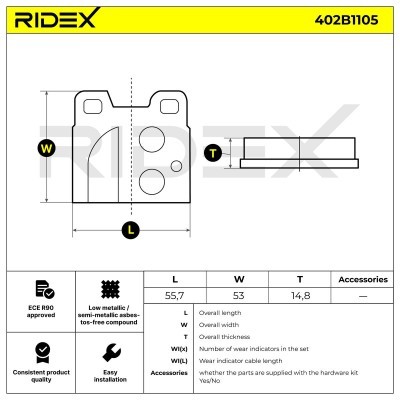 Brake Pads Set RIDEX 402B1105 402B1105 - photo 6