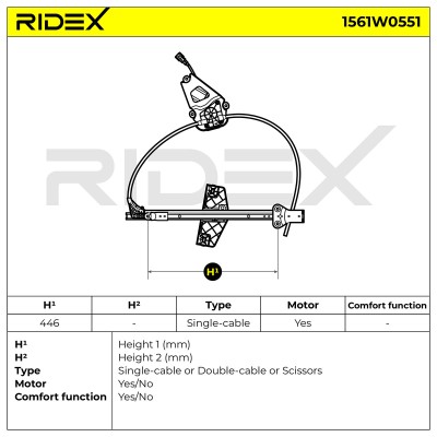 Window Regulator RIDEX 1561W0551 1561W0551 - photo 8
