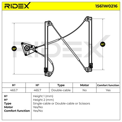 Window Regulator RIDEX 1561W0216 1561W0216 - photo 6