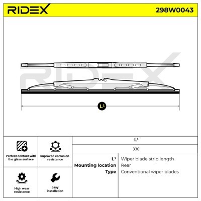 Щетка стеклоочистителя заднего стекла RIDEX 298W0043 298W0043 - photo 5