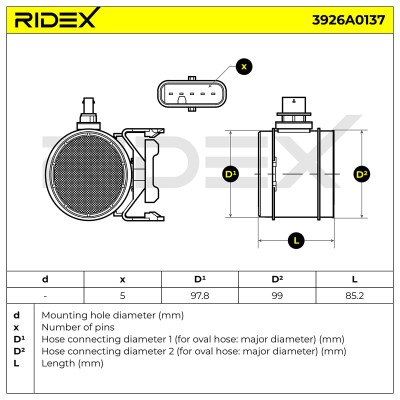 Air Mass Sensor RIDEX 3926A0137 3926A0137 - photo 6
