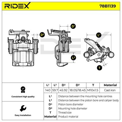 Brake Caliper RIDEX 78B1139 78B1139 - photo 6