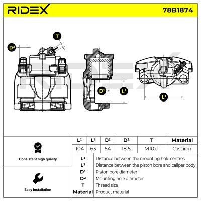 Brake Caliper RIDEX 78B1874 78B1874 - photo 3
