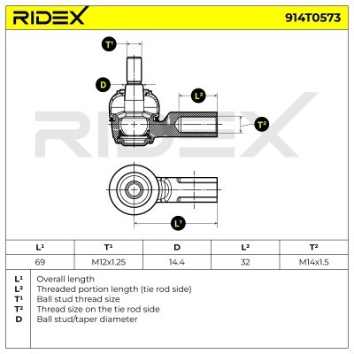 Tie Rod End RIDEX 914T0573 914T0573 - photo 6