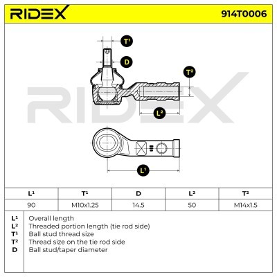 Tie Rod End RIDEX 914T0006 914T0006 - photo 5