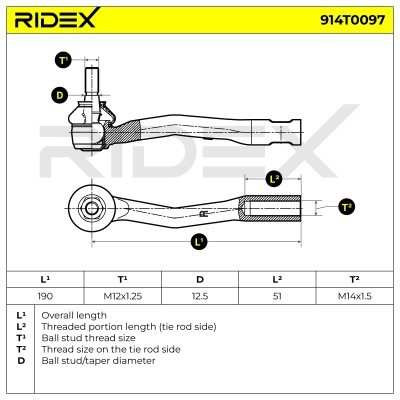 Tie Rod End RIDEX 914T0097 914T0097 - photo 4