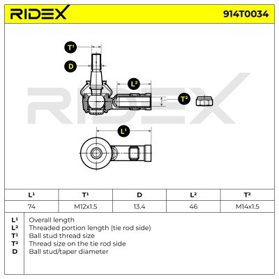 Tie Rod End RIDEX 914T0034 914T0034 - photo 9