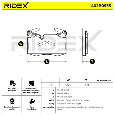 Brake Pads Set RIDEX 402B0935 402B0935 - photo 7
