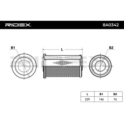 Air Filter RIDEX 8A0342 8A0342 - photo 4