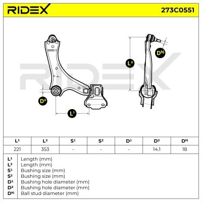 Control Arm RIDEX 273C0551 273C0551 - photo 9