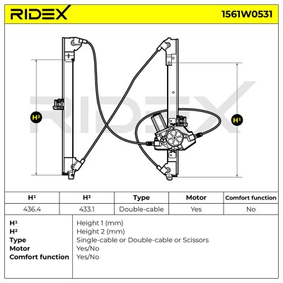 Window Regulator RIDEX 1561W0531 1561W0531 - photo 5