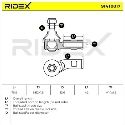 Tie Rod End RIDEX 914T0017 914T0017 - photo 6
