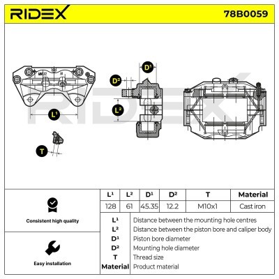 Brake Caliper RIDEX 78B0059 78B0059 - photo 6