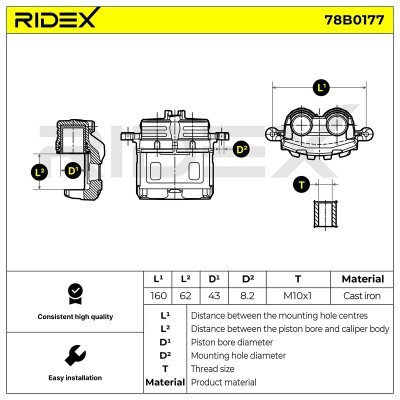 Brake Caliper RIDEX 78B0177 78B0177 - photo 5