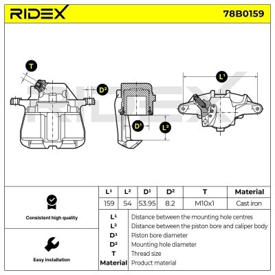 Brake Caliper RIDEX 78B0159 78B0159 - photo 5