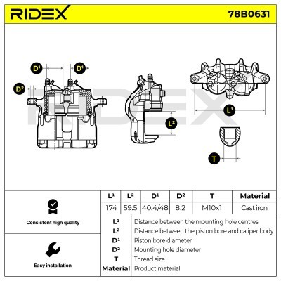 Brake Caliper RIDEX 78B0631 78B0631 - photo 5