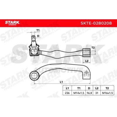 Tie Rod End Stark SKTE-0280208 SKTE-0280208 - photo 3