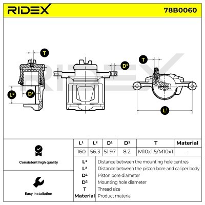 Brake Caliper RIDEX 78B0060 78B0060 - photo 2