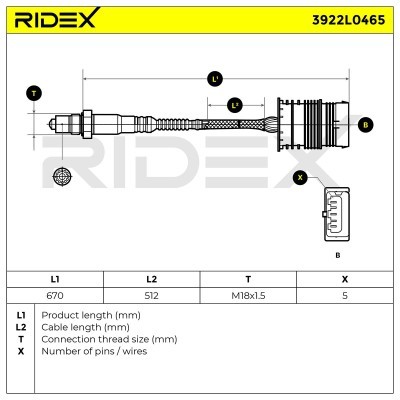 Lambda (Oxygen) Sensor RIDEX 3922L0465 3922L0465 - photo 6